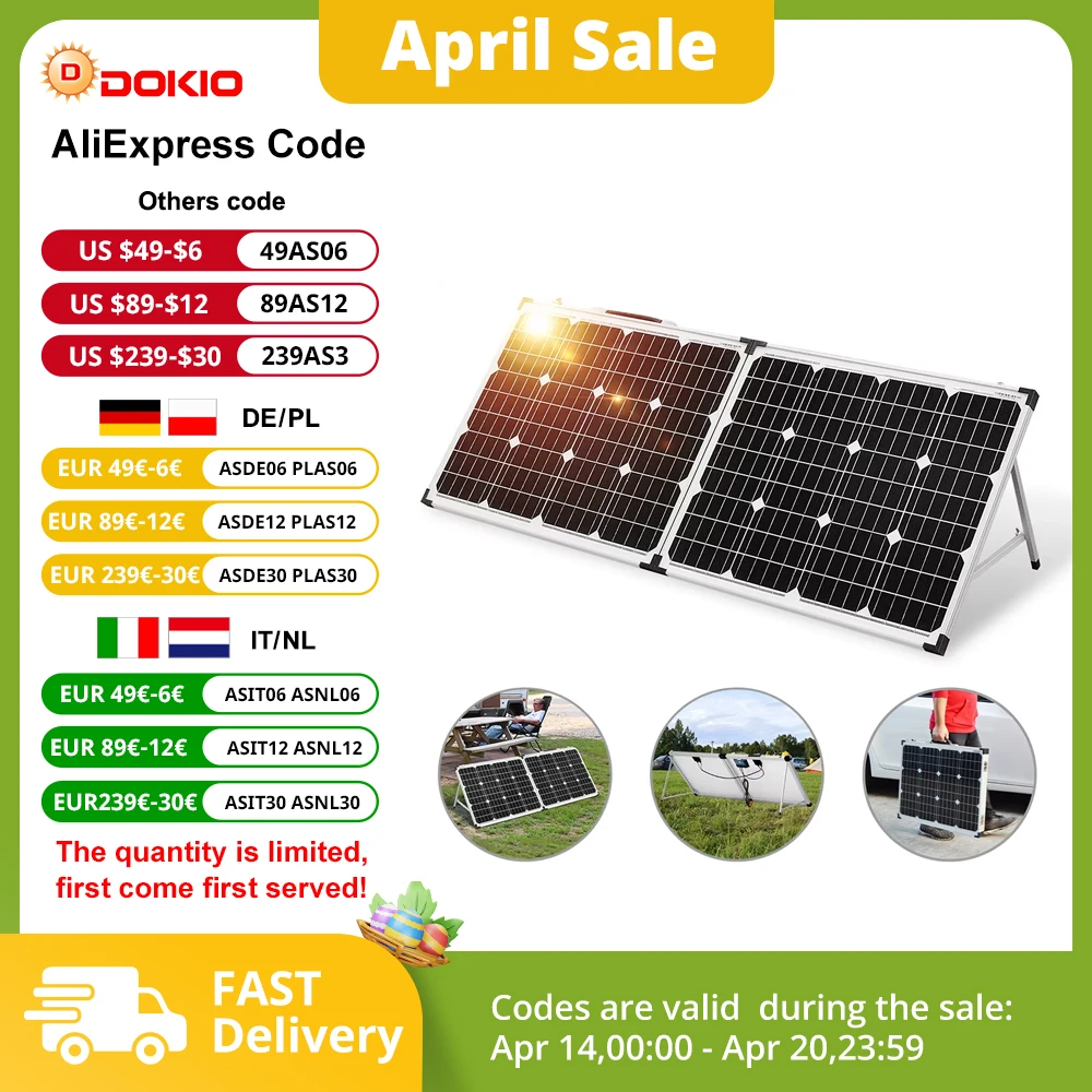 DOKIO FSP-100M 2Pcs x 50W Foldable Solar Panel China Pannello Solare USB Controller Solar Battery Cell Module System Charger