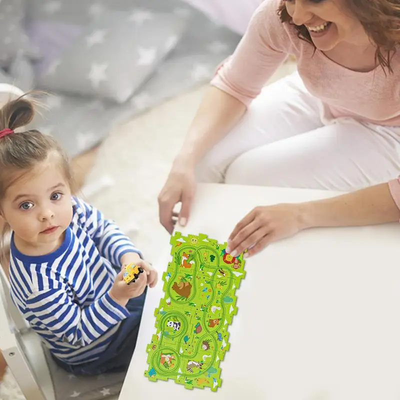 Educational Puzzle Track Burr Free Puzzle Board Track Electric Race Car Toy Kids Monetsori Construction Learning Toys