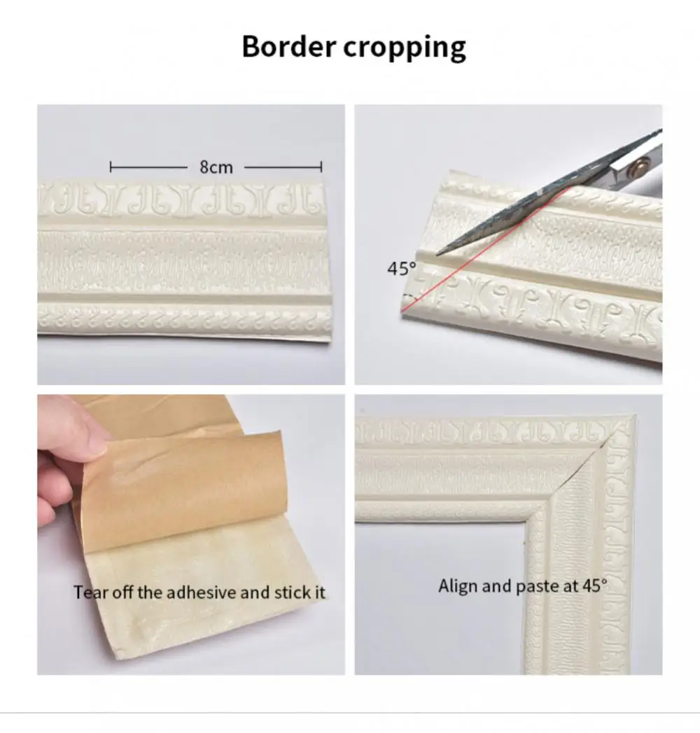 2.3M 3D Self-Adhesive Waistline Skirting Line Wall Stickers Border DIY Room Decor Home Waterproof Baseboard Wallpaper Stick
