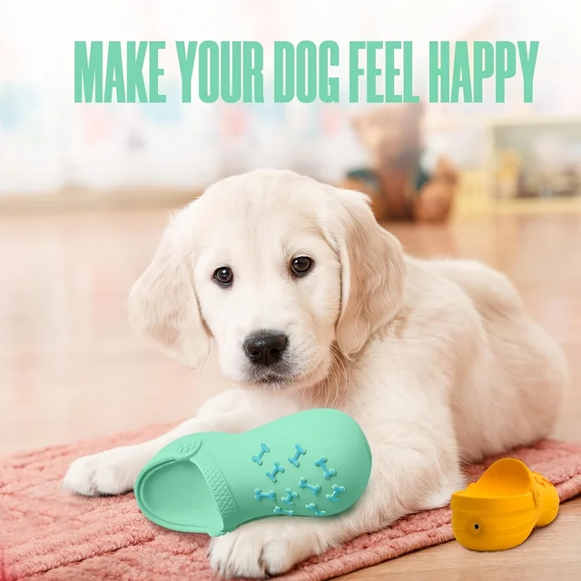 Durable Rubber Slippers-Shaped Chew Toy, Teeth Cleaning & Training, Indoor/Outdoor Play for Small, Medium, Large Dogs & Puppies 3