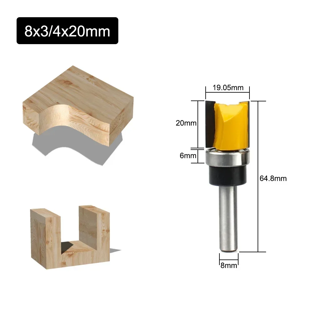 4PCS 8MM Shank Woodworking Milling Cutter Profile Trimming Knife Engraving Machine Milling Cutter with Bearing carbide end mill,milling machine tools,alloy carbide milling cutter