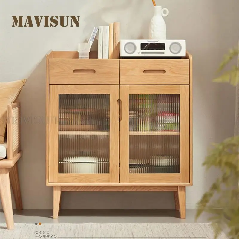 Buffet For Dishes Furniture Solid Wood Wine Cabinet Living Room Storage Display Case With Double Drawers Console Furniture
