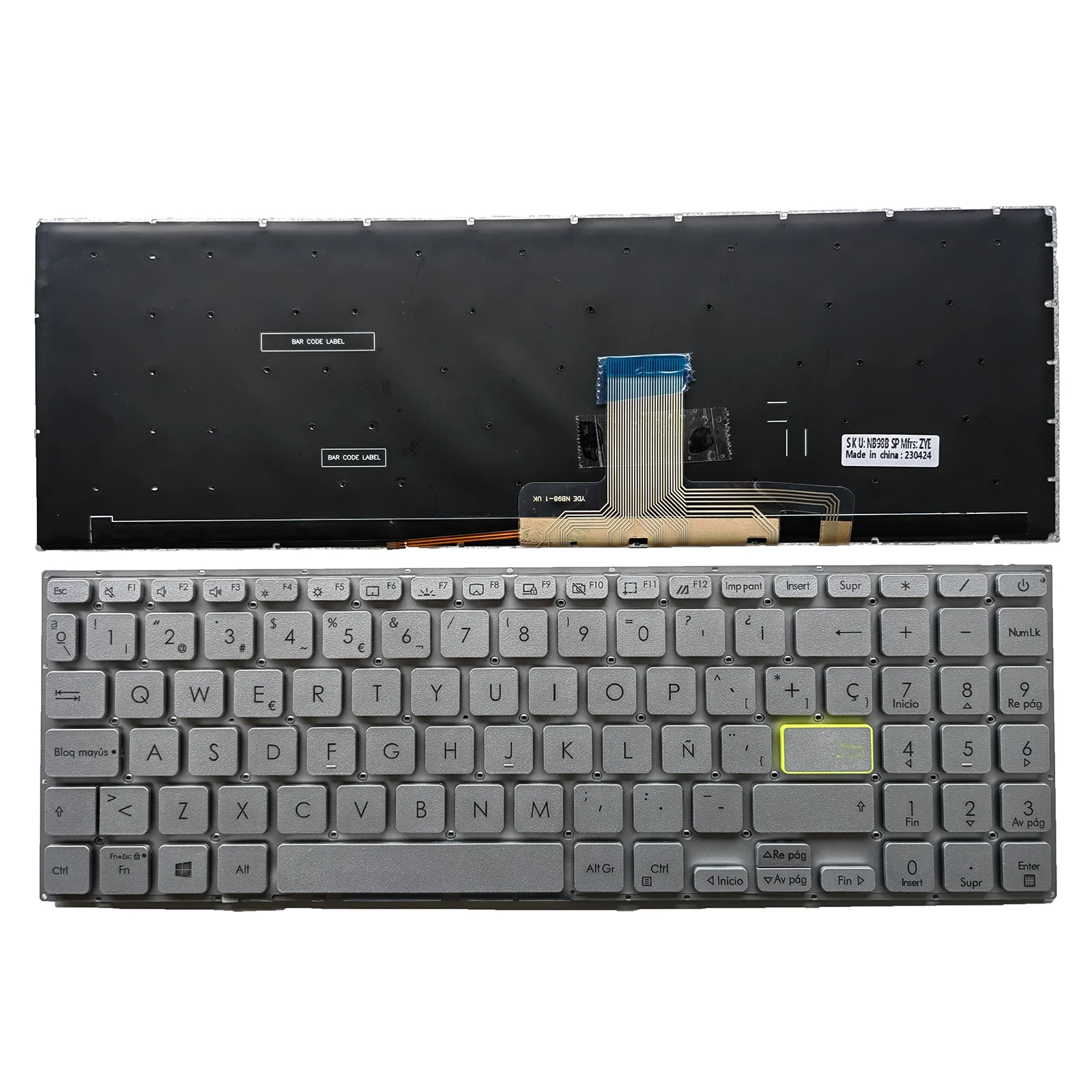 

Клавиатура Серебристая с подсветкой для Asus X521EA X521EQ X521FA X521FL X521JQ X521IA X521UA