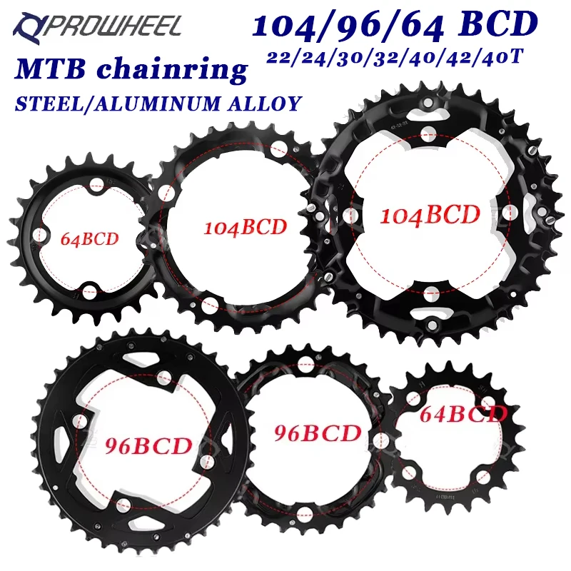 PROWHEEL104BCDBicycleChainring64BCD96BCD/8/9/10/11SChainwheel22T24T30T32T40T42T44TBikeChainRingCranksetMtb-AliExpress