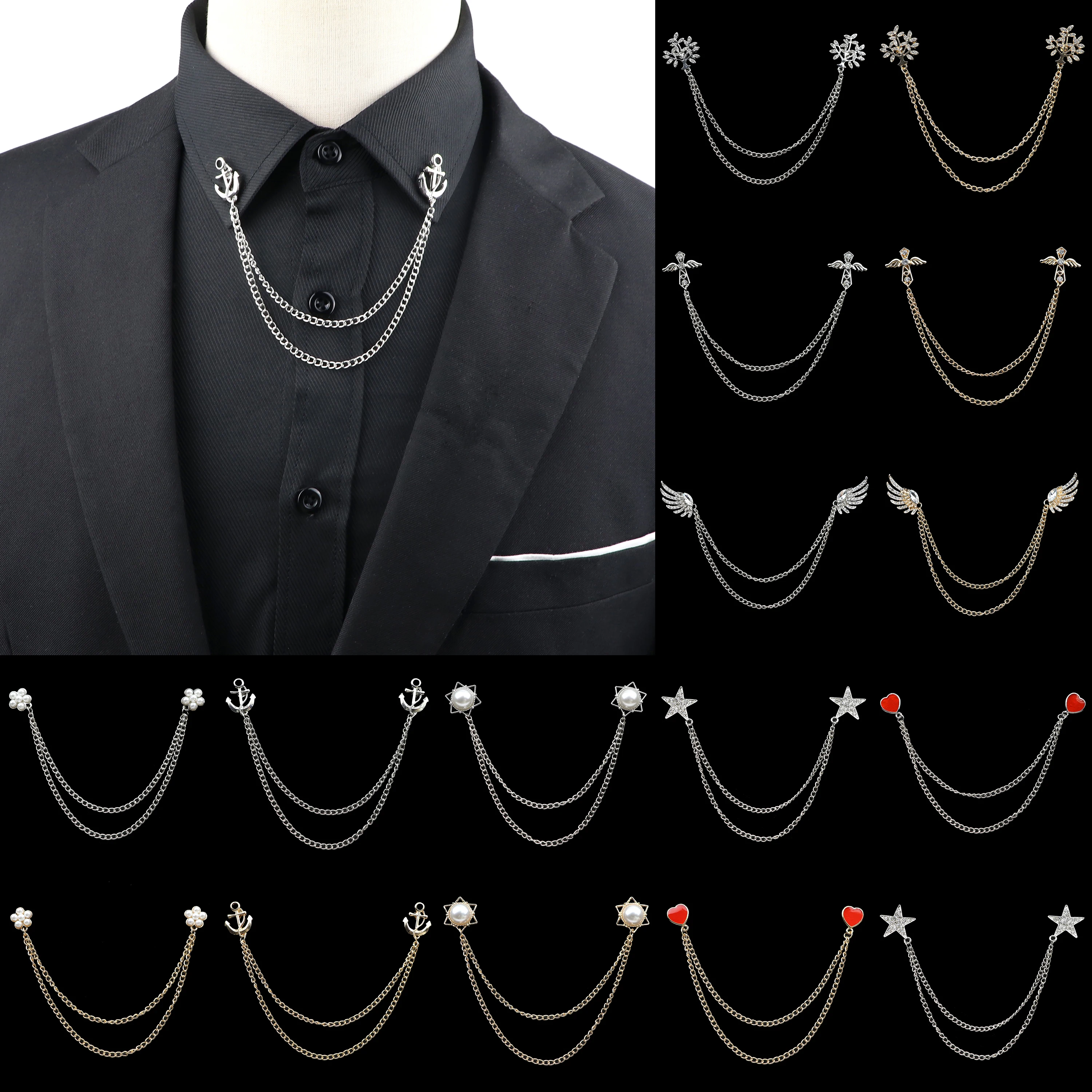 Spilla Da Uomo Con Cristallo Rosa E Catena Con Nappa – Accessorio Elegante Per Abiti, Camicie E Smoking