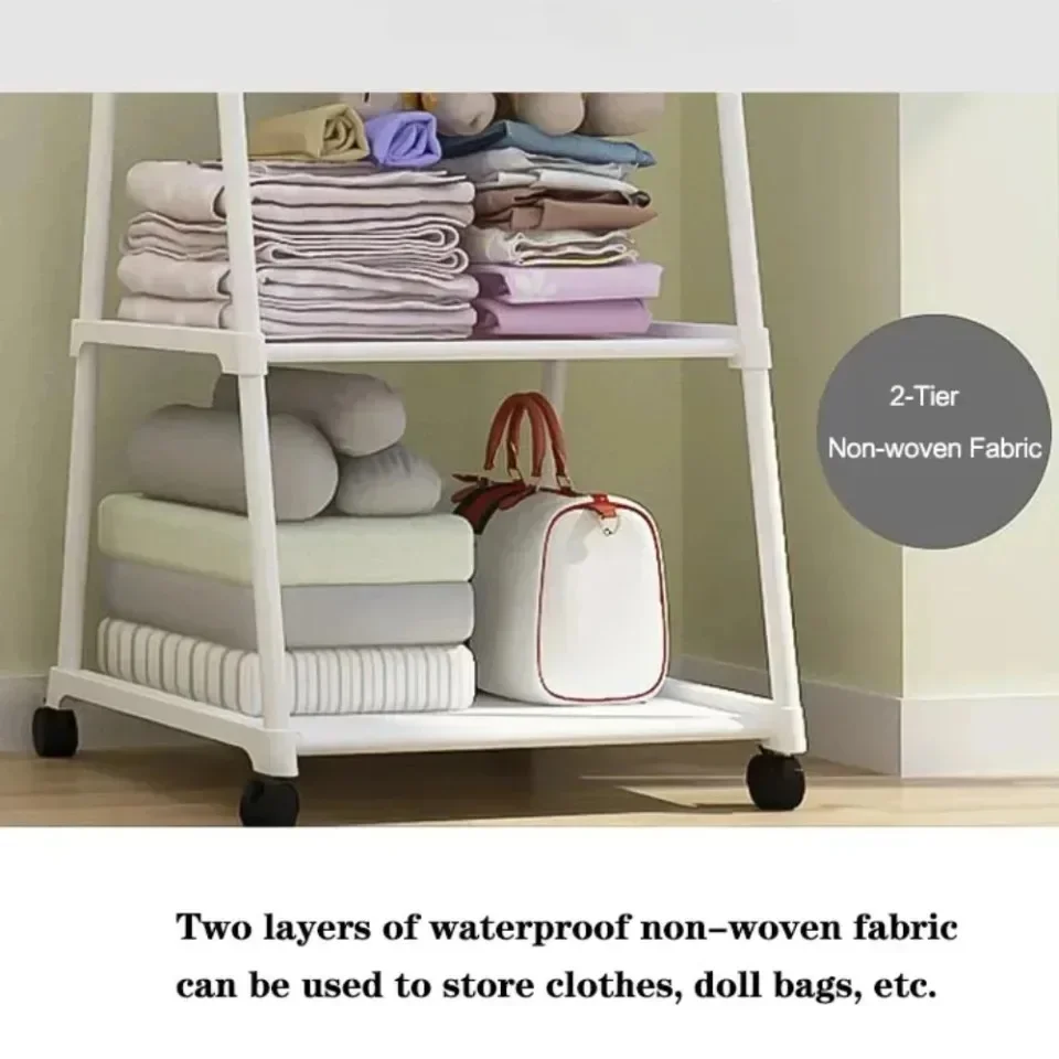 Description Picture 6 of itemSimple Coat Rack Triangle Pulley With Wheels Shelf Household Living Room Bedroom Furniture Hangers Floor-Standing Clothes Racks