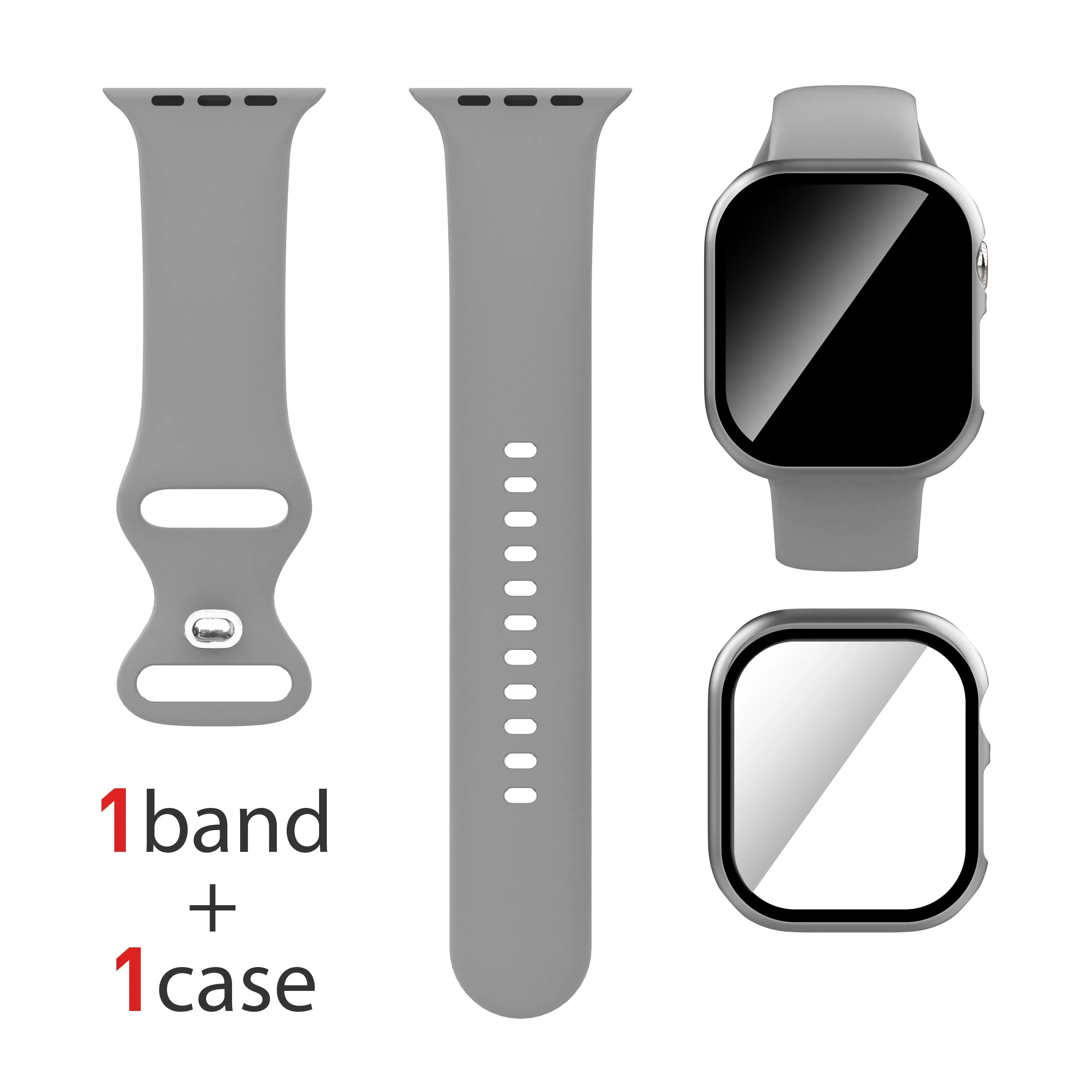 Dual Silicone Strap & Case Set for Apple Watch - Full Coverage Protection in 16 Colors