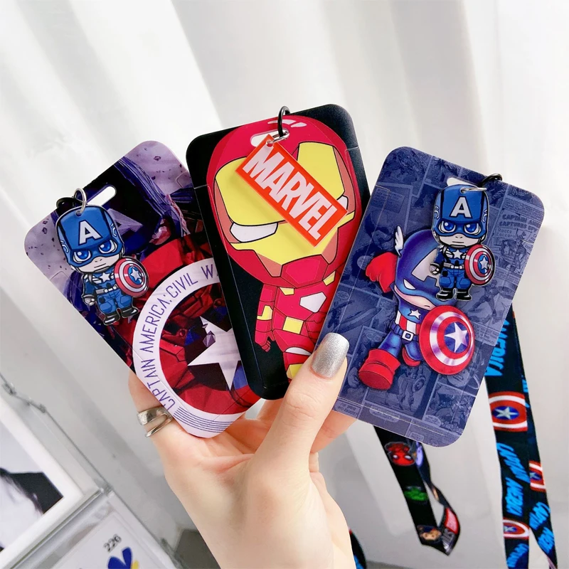 Disney Superhero ID Card Holder Neck Strap Pendant Cool Boys Door Badge Holder Lanyards Keychain Men Work Credential Case Gift 2