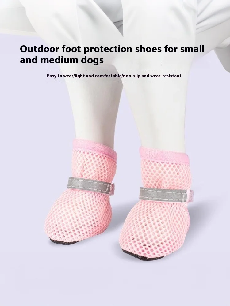 4 Stück Hundeschuhe, rutschfest, atmungsaktiv, verschleißfest, Hundestiefel, geeignet für kleine, mittelgroße Haustiere, Welpen-Schutzschuhe. – Detail 18
