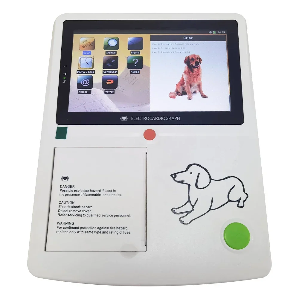 ECG Machine 3 Channel 12 Lead 7"Touch Screen Veterinary Vet Electrocardiograph For Pets with Thermal printer