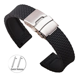 Universal Waterproof Silicone Watch Band - Sporty Rubber Bracelet - 18mm (Black)