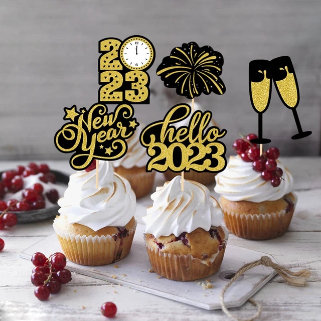 Décoration De Fête Pour Gâteau Avec Piquet, 1pc/8pcs Joyeux Picks De Gâteau  Nouvel An Pour La Fête Sur Le Thème Du Nouvel An 2024