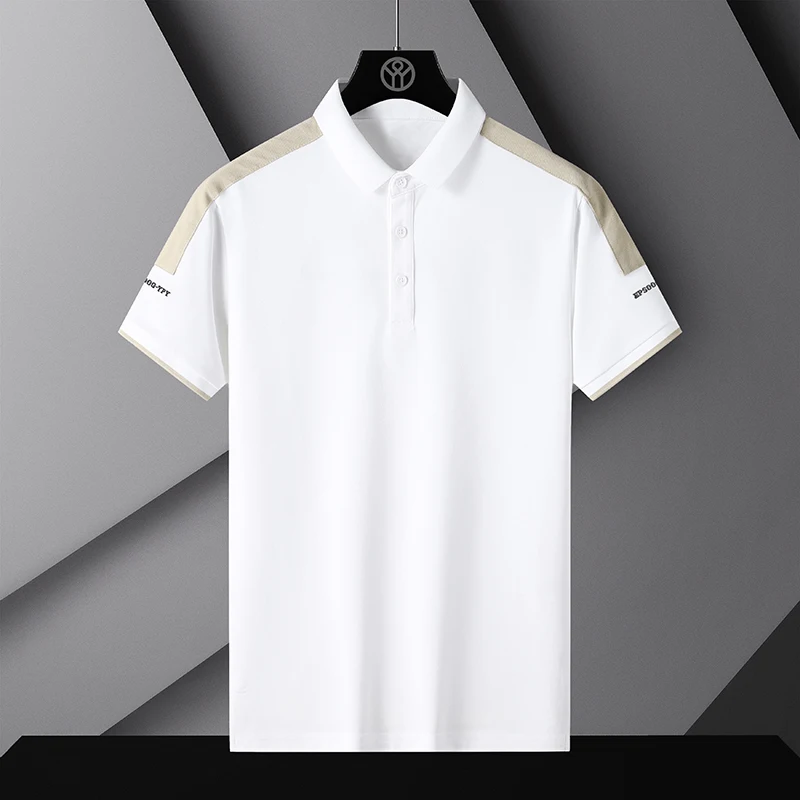 Korea Style Solid 2024 Brand Fashion Polo Shirts Short Sleeve Men\'s Black White Summer Cotton Breathable Tops Tee Oversize 4XL