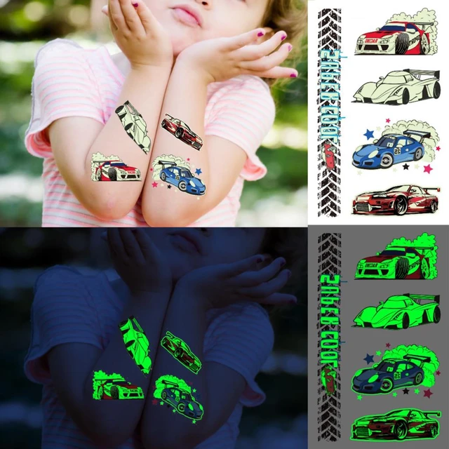 Luminous Tattoo Stickers Children Arm Face Glowing Tattoo Child Body Art  Tattoo Sports Car Motorbike Tattoo Cartoon Kid Sticker - AliExpress