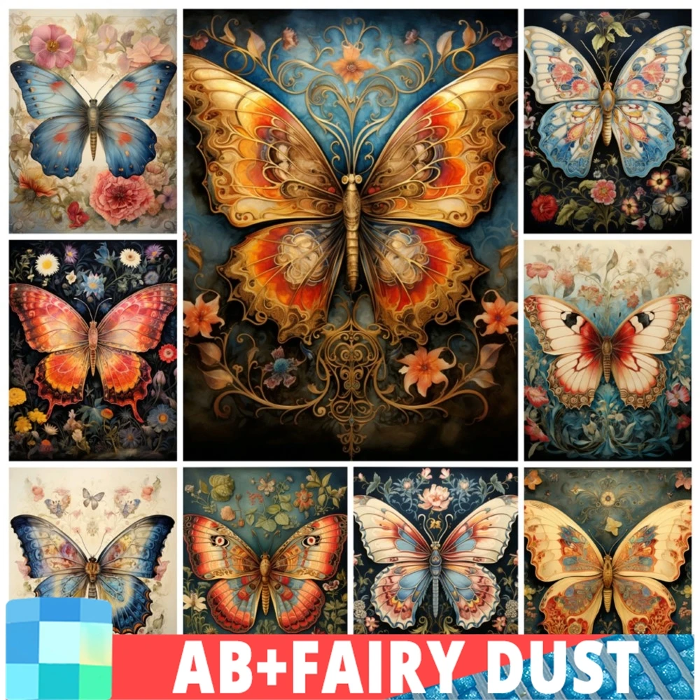 

Алмазная живопись с изображением Феи пыли AB 5D свежая Мандала бабочка полная квадратная круглая Алмазная мозаика ретро «сделай сам» абстрактное искусство цветок крест