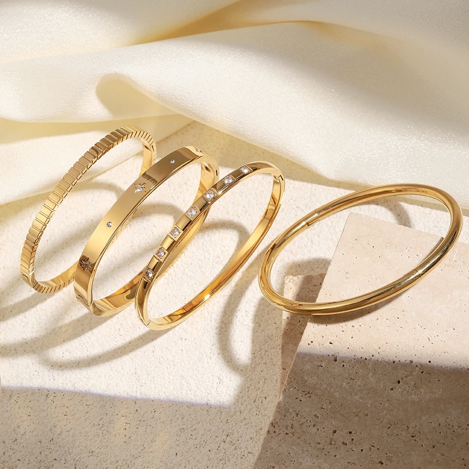 Bangle Bracelet Stainless Steel Multi-category Set for Women 18k Plated Couple Gift