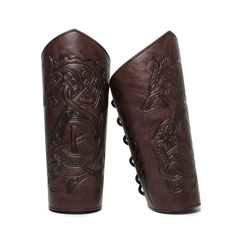 Wrist Guard Cosplay Wrist Cuffs Cosplay Gloves PU Leather Medieval Wrist Guards