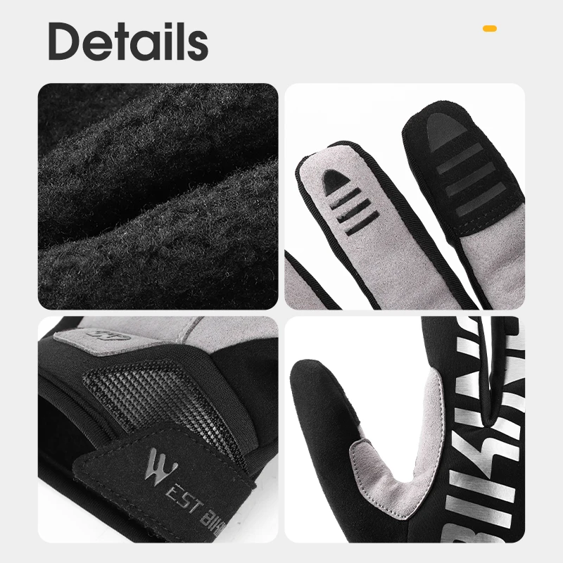 WEST BIKING Cycling Gloves Winter Autumn Touch Screen Outdoor Sports Fitness Bicycle Gloves Men Women Motorcycle Gloves 6
