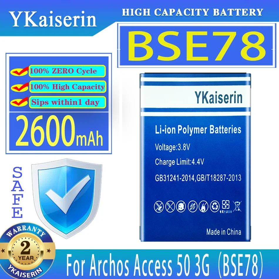 

YKaiserin Battery BSE78 2600mAh For Archos Access 50 Access50 3G AC50AS3G/AC50AS4G Bateria