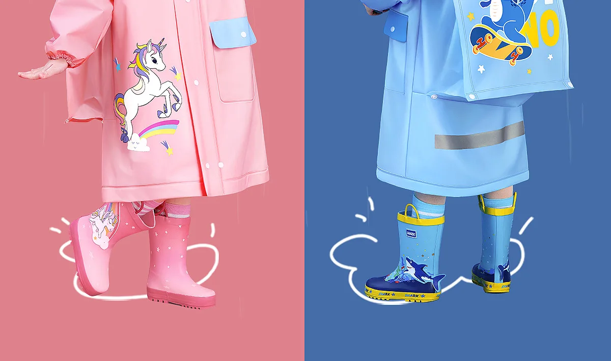Whole Body Waterproof Kids Rain Poncho - EVA Children's Raincoat for Girls and Boys in Kindergarten with Schoolbag