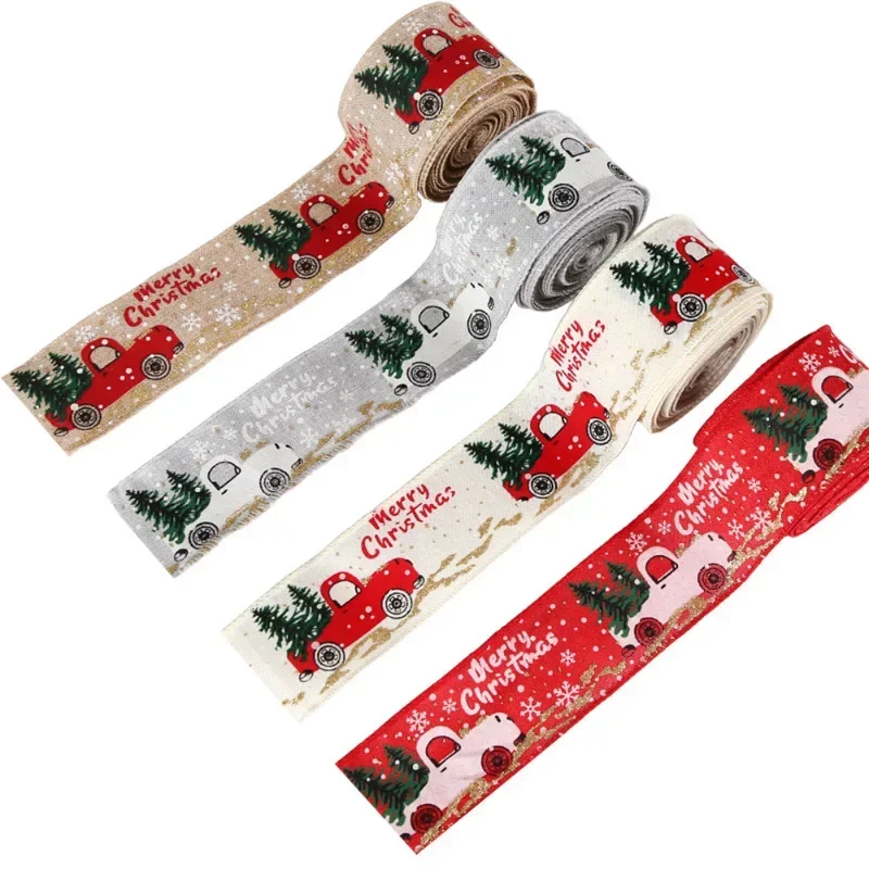 Christmas Ribbon Classic Wrapping Christmas Tree Ribbon Wreath Bows DIY Fabric Swirl 리본 Burlap Ribbon With Wired Edge Gift