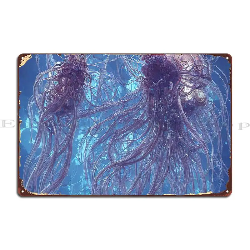 

Steampunk Jellyfish Metal Sign Wall Decor Classic Pub Customize Cinema Tin Sign Poster