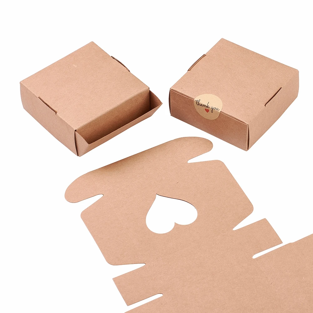 PandaHall 30 Stück 3x3 Zoll Papier-Süßigkeitenboxen mit Herzfenster, Backwarenbox, Geschenkbox, Quadratisch für Einzelverpackung, Dessert-Geschenkbox, Verpackung – Detail 5