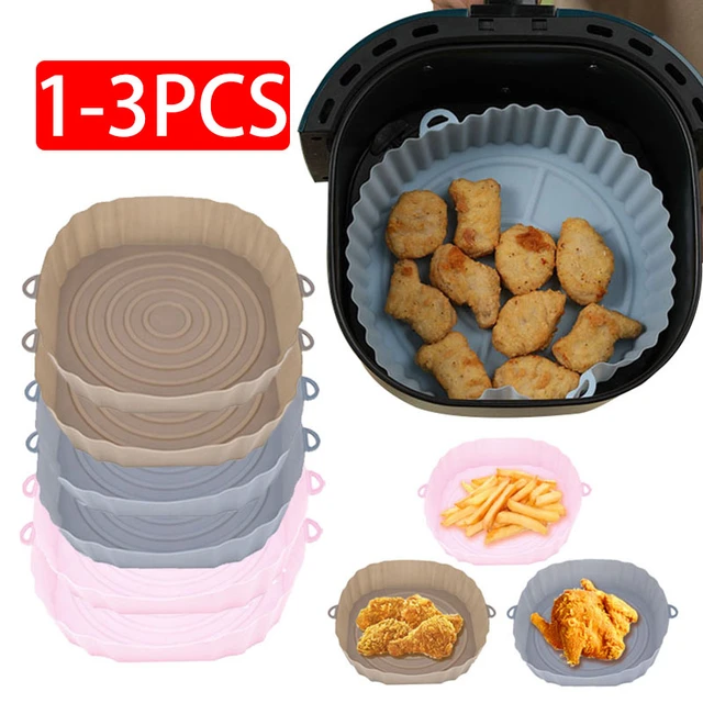 Round Silicone Air Fryer Baking Basket Liner,Reusable Airfryers Tray BBQ  Pizza Plate Fried Chicken Oven Grill Pan for Kitchen - AliExpress