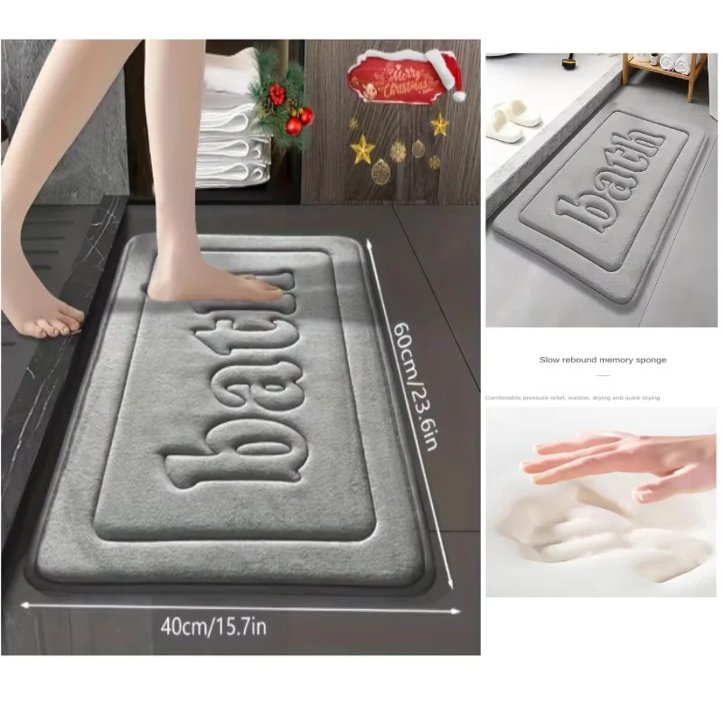 Plush Absorbent Bathroom Floor Mat - Soft, Anti-Slip, Flannel Water-Resistant Decor