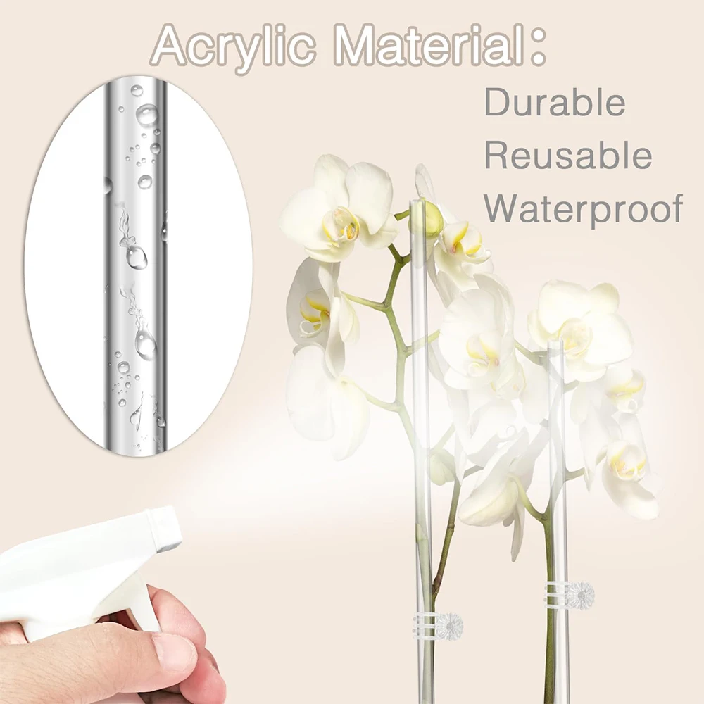 Plant Stakes Sticks Acrylic Clear Support Garden Single Stem Orchid for Indoor and Outdoor Orchid Potted Tomatoes Flowers