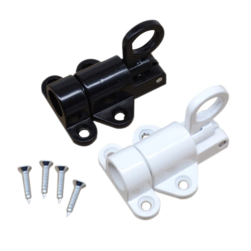 Aluminum Alloy Door Bolts With Screws Gate Window Security Lock Home Black/White Pull Ring Spring Doors Latch Locks Hardware