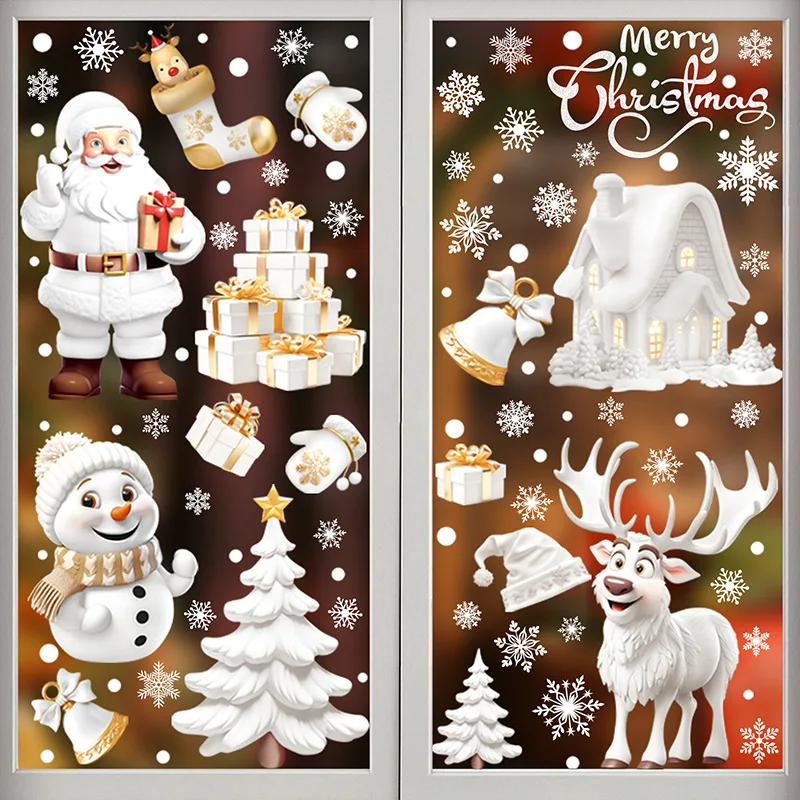 New 3D Visual Effect Santa Claus Window Cling Sticker Creative Removable Static Cling Decal for Holiday Home & Office Decor