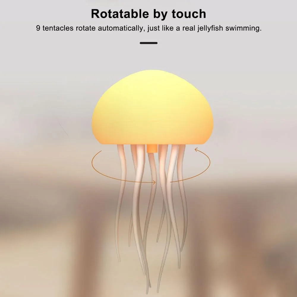 Modern Jellyfish Table Lamp USB Rechargeable Adjustable Color Changing LED Night Light with Polished Plastic Base 3