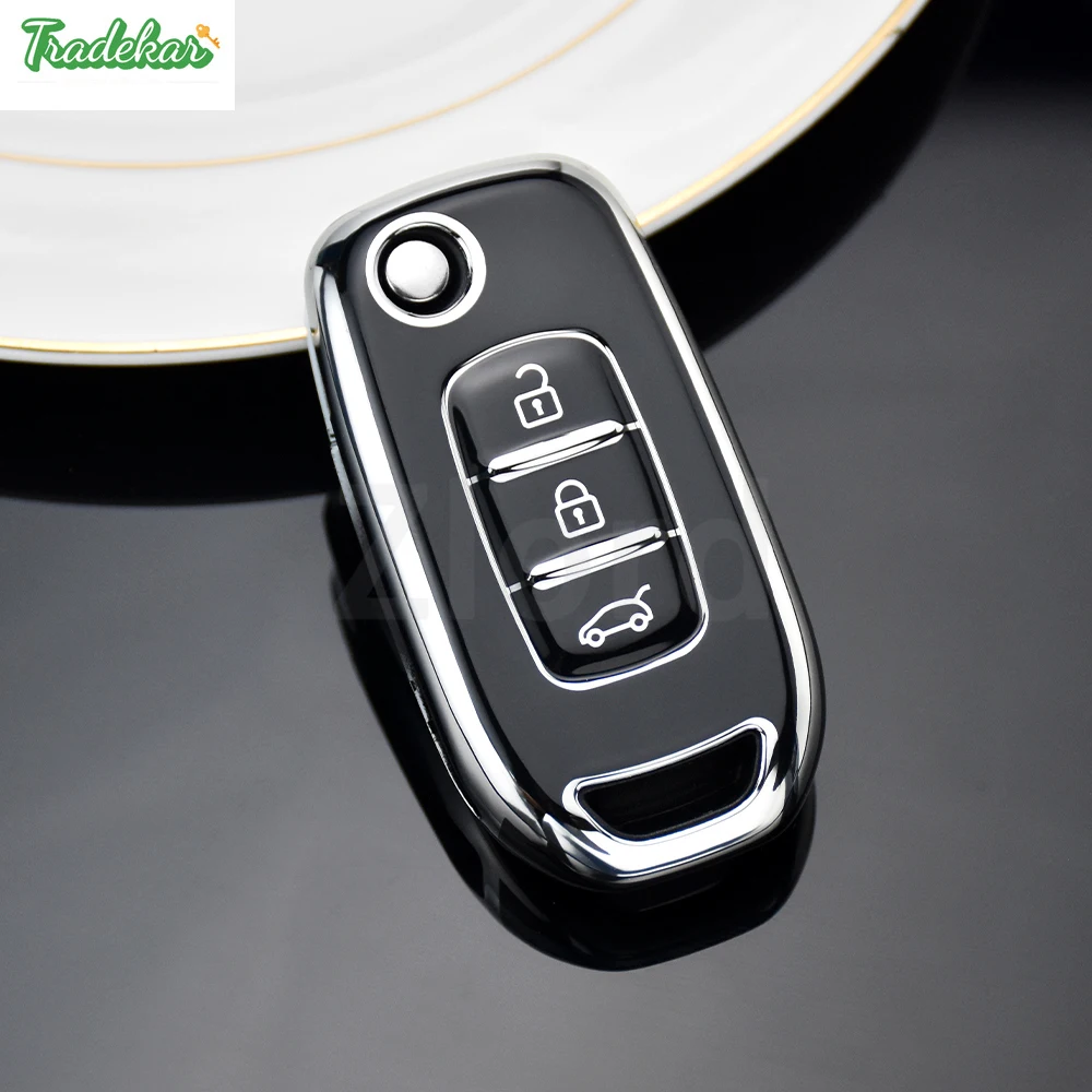 Silver Rim Tpu Car Flip Key Cover Per Renault Cajal Emissed Megan Sandro Stepway Logan Clio 52022 Akana 20202021 Quad 2023
