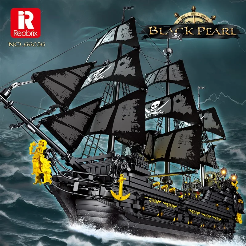 

4708PCS Black Pearl Pirate Ship Model Building Blocks Movie Skeleton Adventure Boat Assembly Bricks Set Kids Toys new Year Gifts