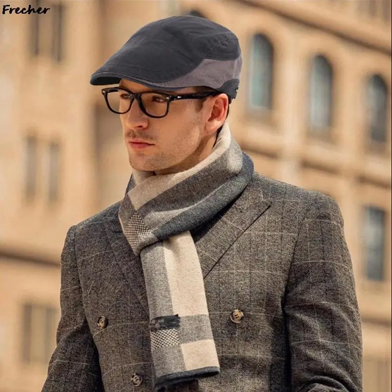 ClassicBeretsHatHandsomeMenBeretCapAutumnSpringNewsboyHatsAdjustableBucklePainter