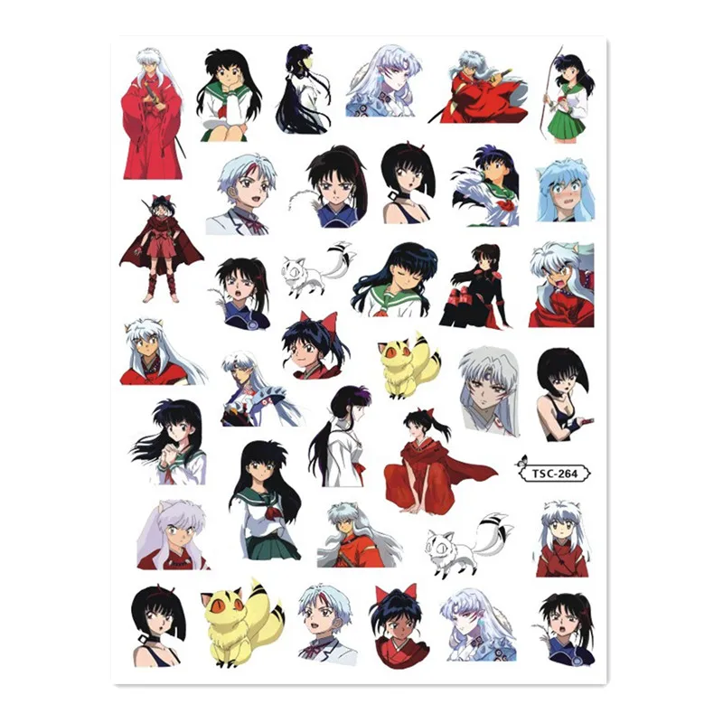 Nail slider Anime Inuyasha 3d nail art stickers decal template diy nail tool decorations TSC 372 379
