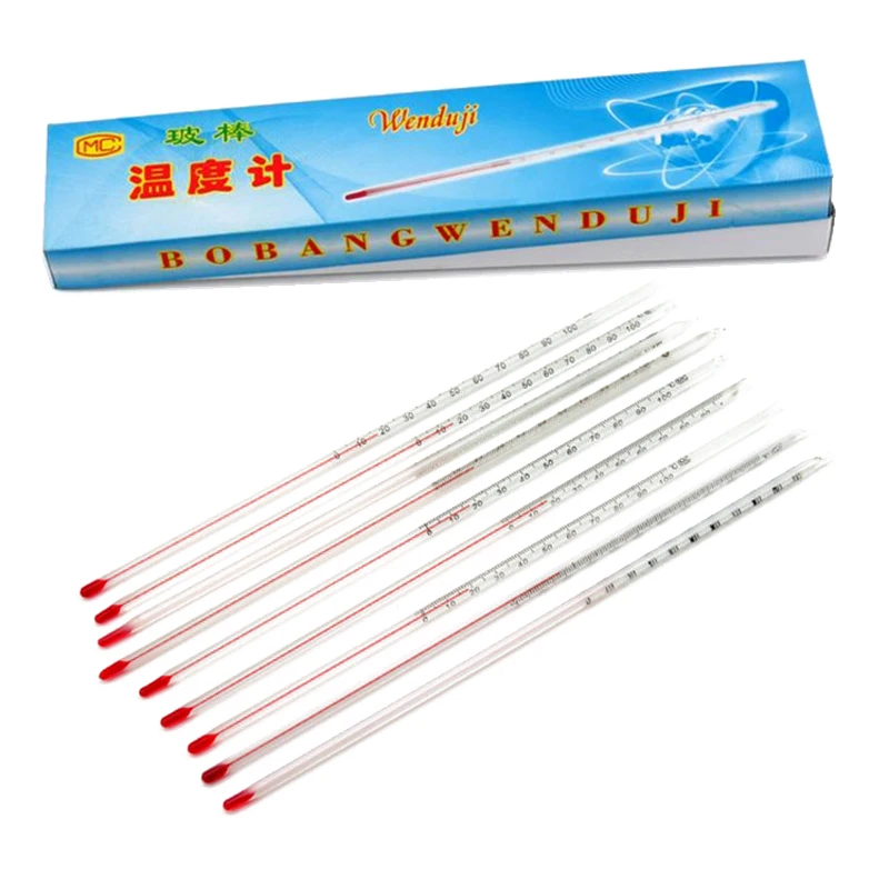 20 Pz 0-100/200 Gradi Celsius 30Cm Termometro In Vetro Accessorio Home Brew Laboratorio Termometro Termometro Riempito D'Acqua Rossa