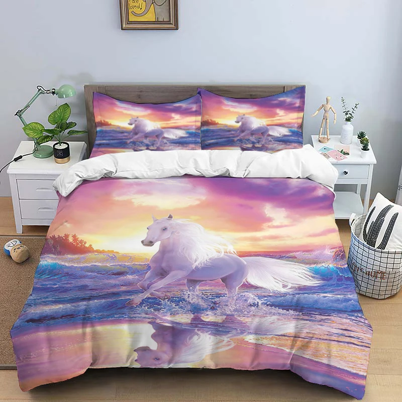 

Horses HD Print Bedding Set，double Bed，children's Bed Duvet Covers Pillowcases Comforter Bedding Set Teens King Size Bedding Set