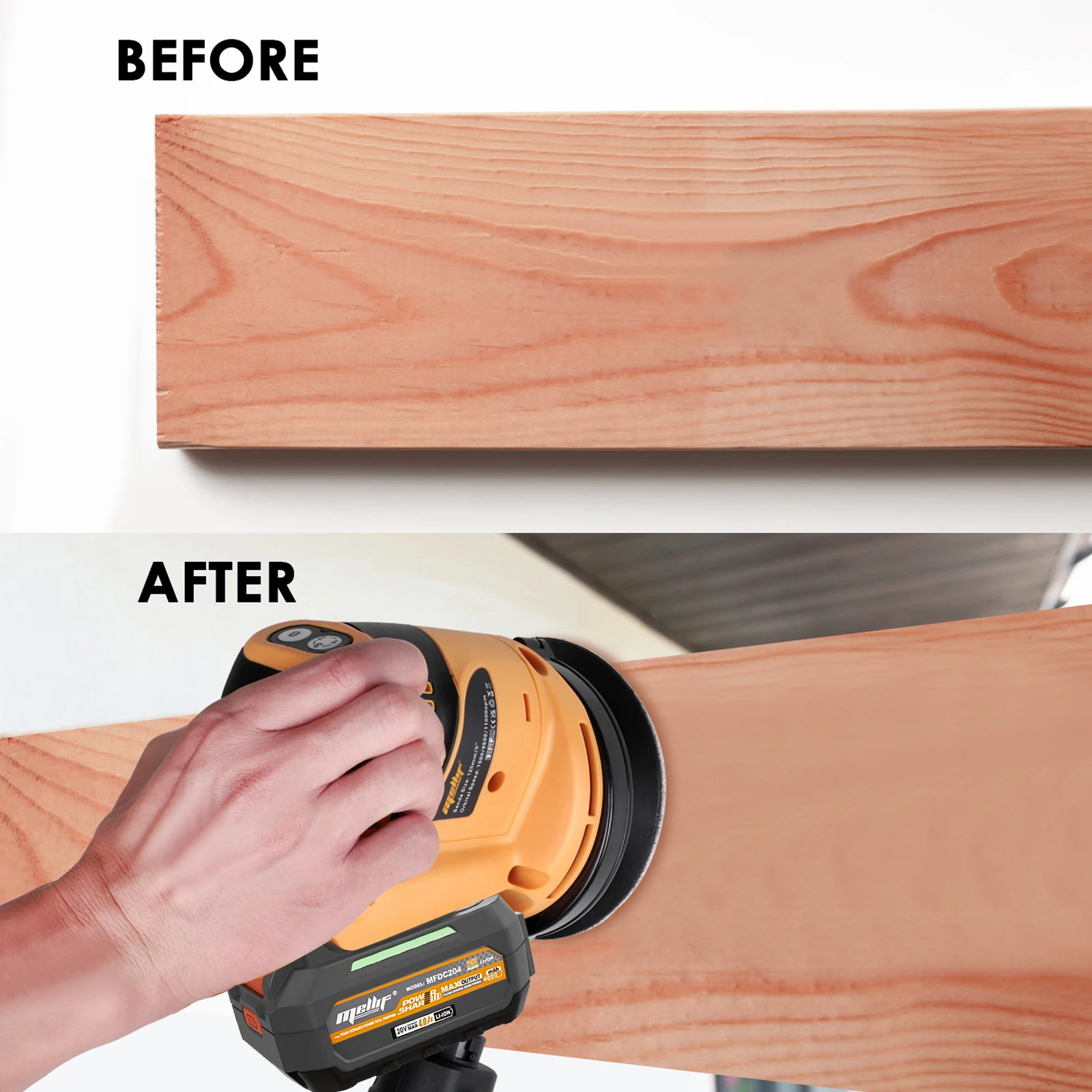 Cordless Orbital Sander Compatible with Dewalt 18V 20V Battery Electric Polisher Wood Metal Polishing Sanding Machine(Tool only) 6