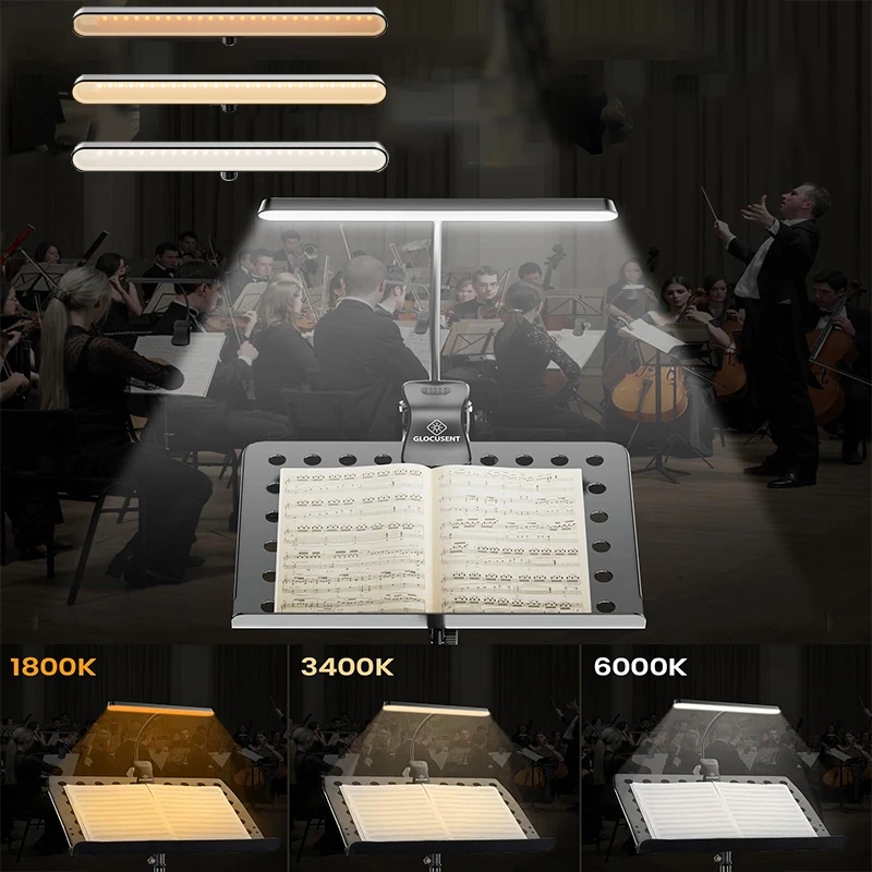 Rechargeable Book Light Eye Caring 56 Leds Clip on Music Stand Light Rechargeable Dimmable Sheet Music Piano Lamp Guitar