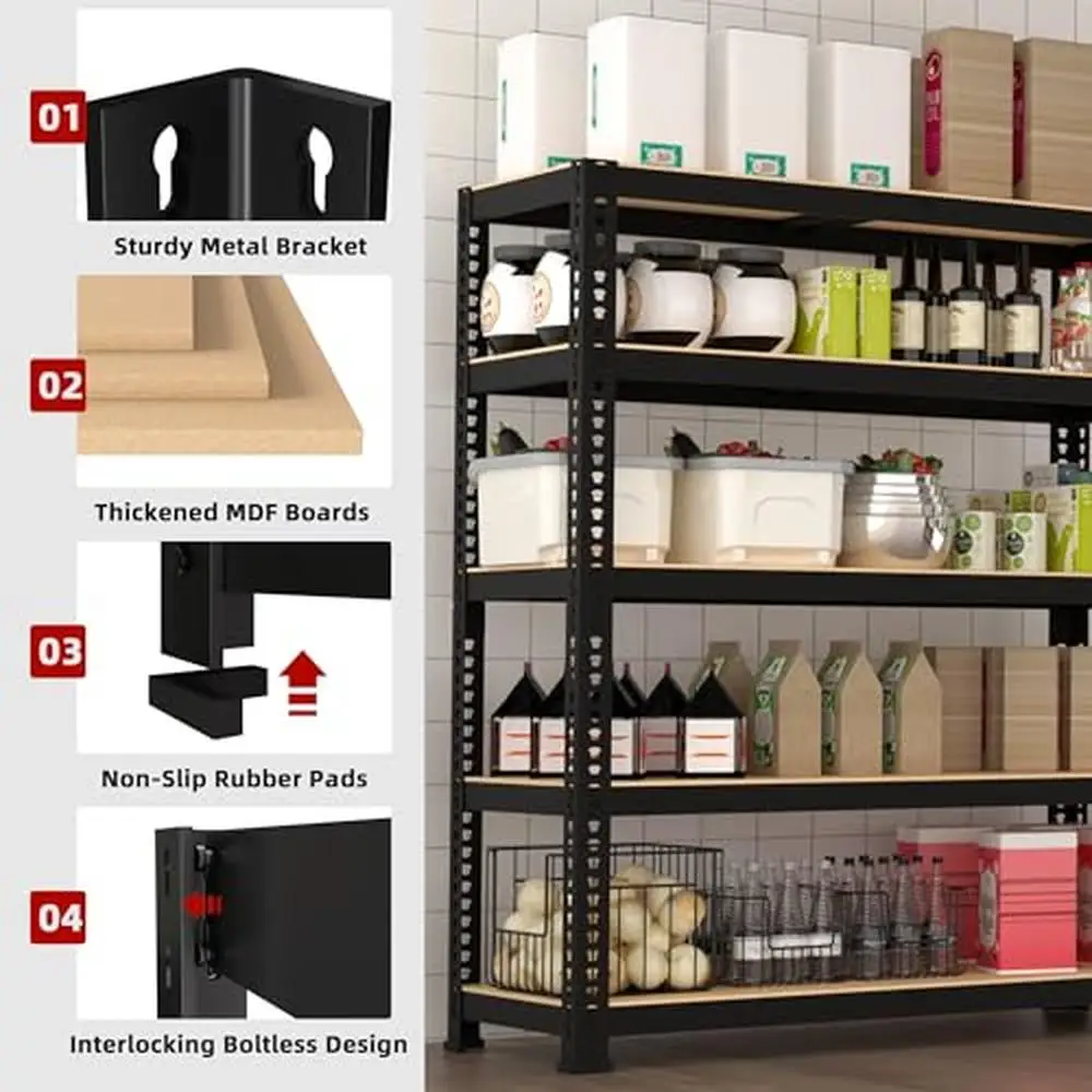 Adjustable Metal Garage Storage Shelves 5 Tier Heavy Duty Utility Shelving Unit 36" x 16" x 72" H Organize Garage Warehouse 5