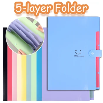 Cartella per organo A4 5 strati Macaron Colors File Manager Storage Cartella semplice per forniture di cancelleria per ufficio e scuola per studenti