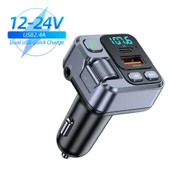 Wireless Bluetooth Car FM Transmitter with Stereo Music Player and Fast Charging USB - C Port (HM101)