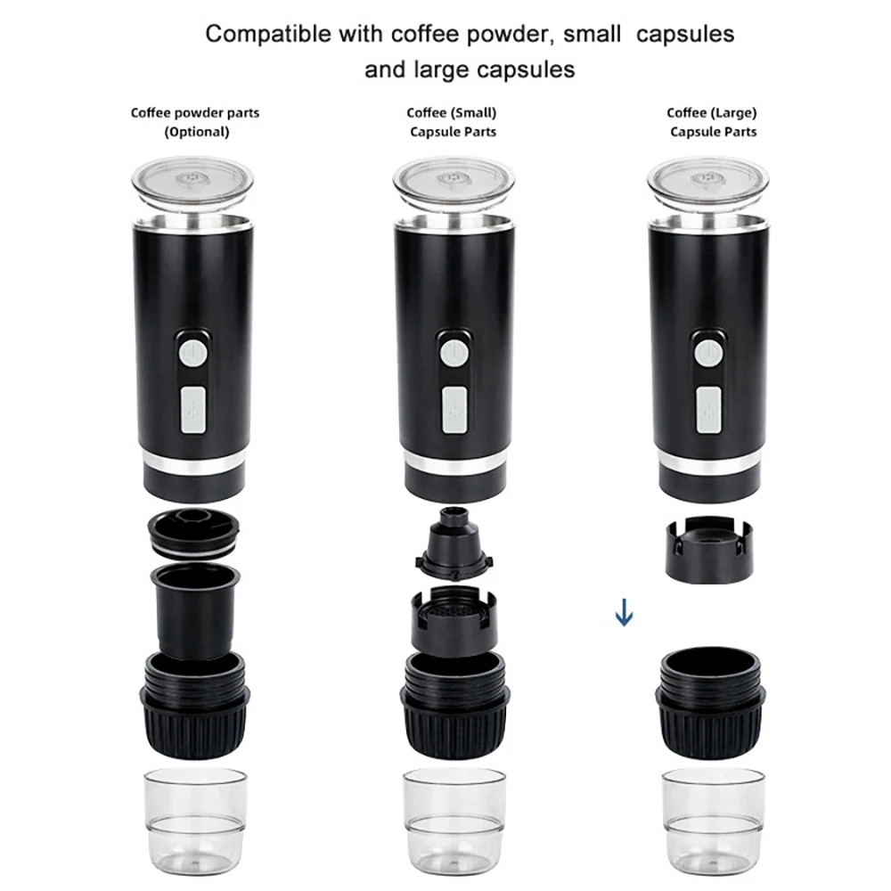 XEOLEO 3-in-1 Nespresso Coffee Maker 15Bar Cafetera Coffee Machine Nespresso Capsule & Coffee Powder French Press Pot for Car 3