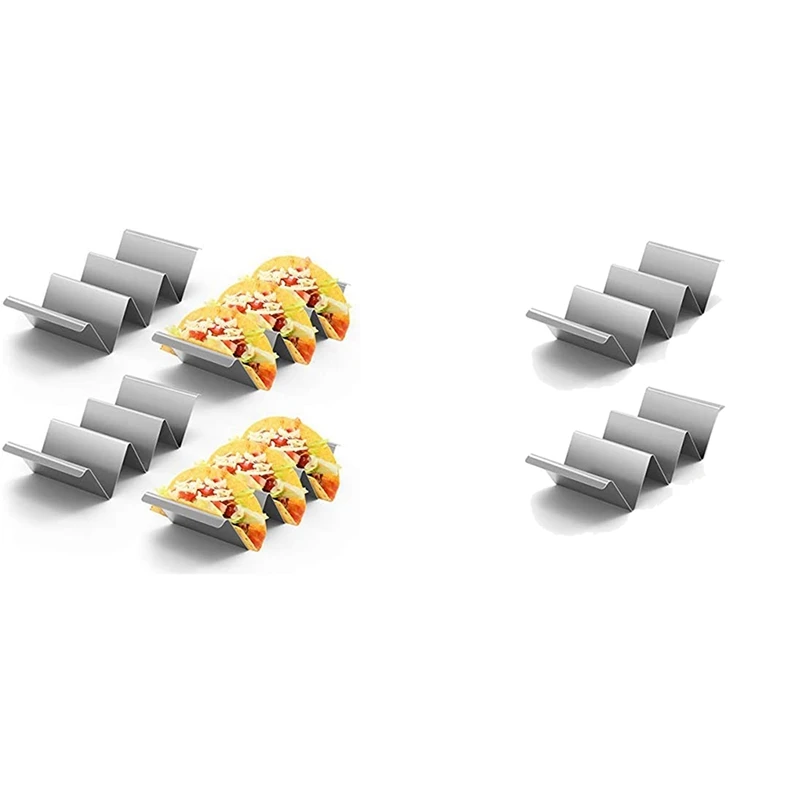 

New Taco Holder Stand, Stainless Steel Taco Rack Shell With Handles Taco Truck Tray Holds For Restaurant And Home