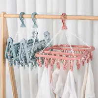 Underwear Hanger Swivel Clothes Hanger Drying Rack With 32 Clips Laundry Clothes Hanger Rotatable Hanger Clothes Drying Racks 2