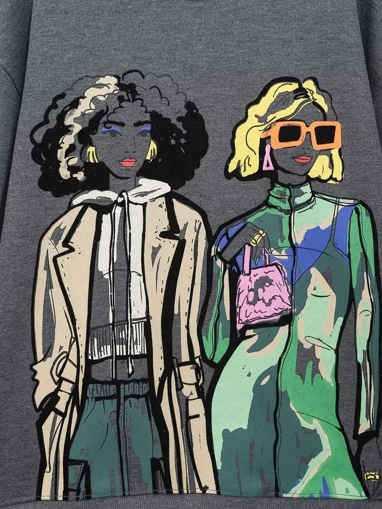 Women's Beauty Girls Print Chic Pullover Sweatshirts - true deals club