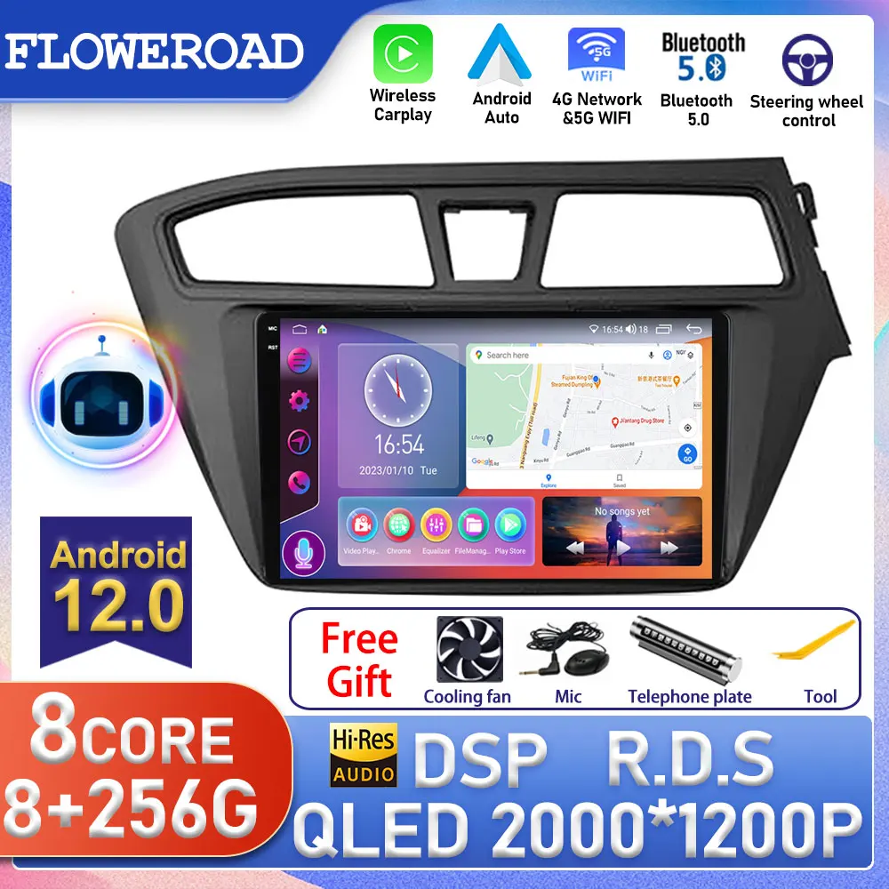 Android Per Hyundai I20 2014 - 2019 Autoradio Stereo Multimedia Navigazione Gps Video Autoradio Player Schermo Monitor Carplay