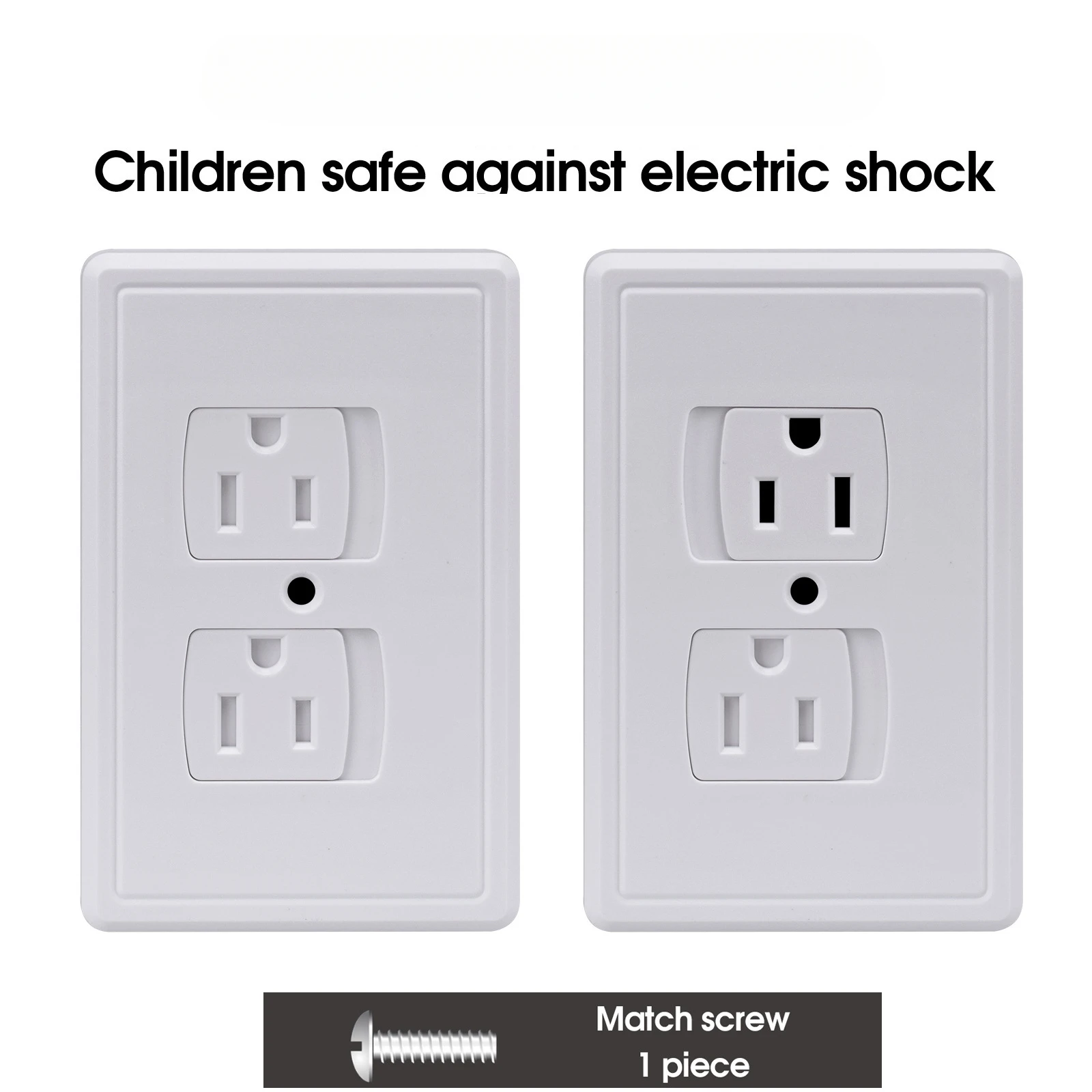 2Pcs Power Socket Cover Baby Safety Socket Cover Self Closing Childproof with 1 Screw Child Safety Accessories